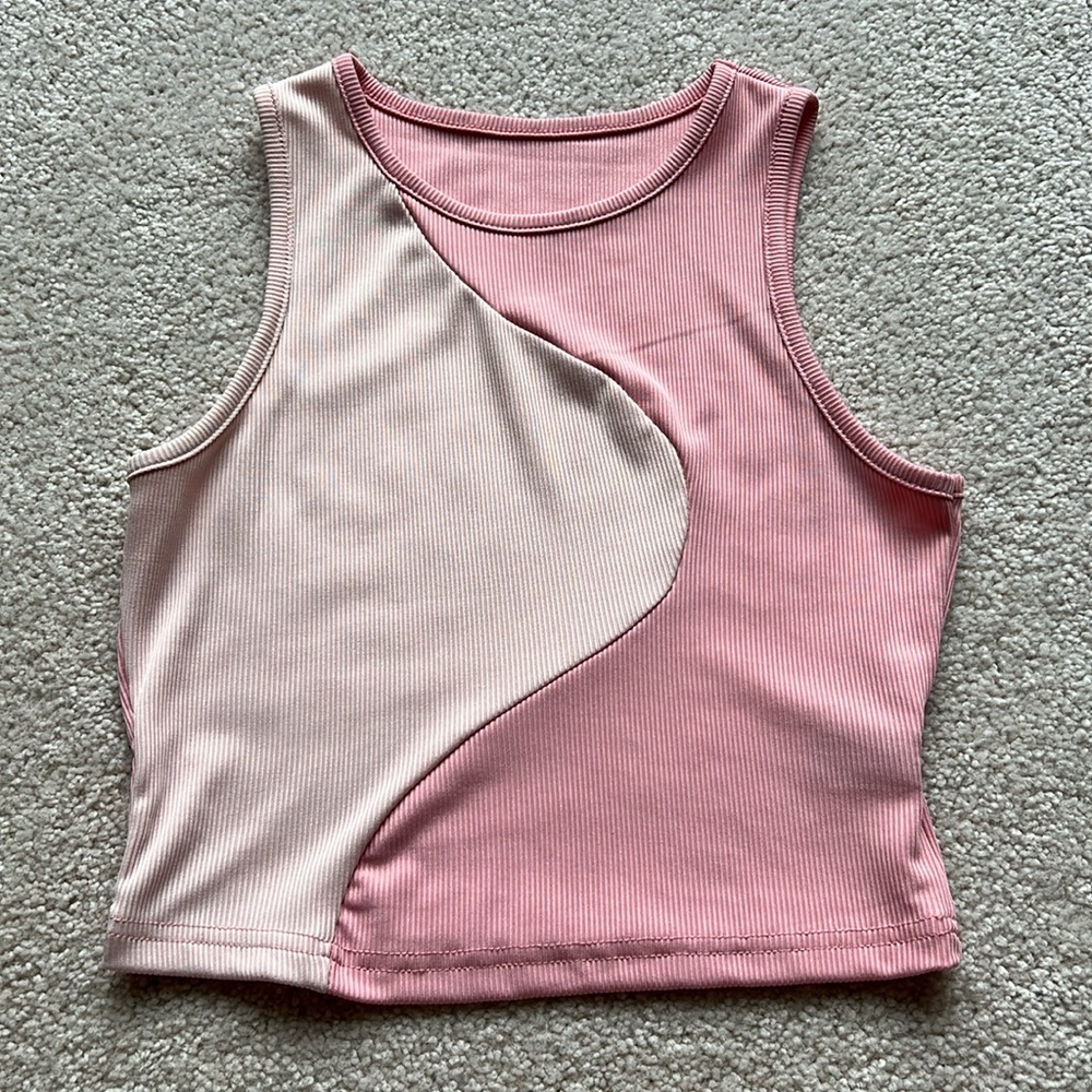 Shein Pink Ribbed Knit Tank Top